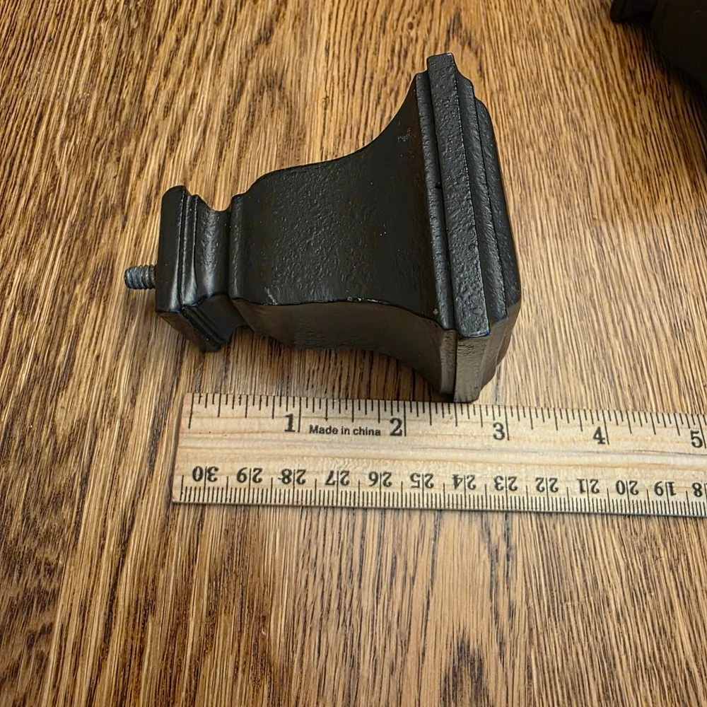 Set of 2 Dark Bronze Textured Square Wood Curtain Rod Finials Replacement Ends